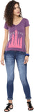 Yepme Graphic Print Women's V-neck Purple T-Shirt