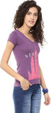 Yepme Graphic Print Women's V-neck Purple T-Shirt