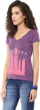 Yepme Graphic Print Women's V-neck Purple T-Shirt