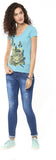 Yepme Graphic Print Women's V-neck Blue T-Shirt