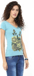 Yepme Graphic Print Women's V-neck Blue T-Shirt