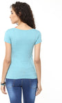 Yepme Graphic Print Women's V-neck Blue T-Shirt
