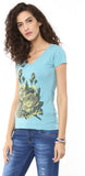 Yepme Graphic Print Women's V-neck Blue T-Shirt