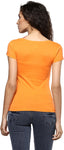 Yepme Graphic Print Women's V-neck Orange T-Shirt