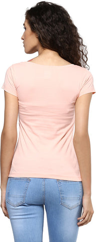Yepme Graphic Print Women's Scoop Neck Pink T-Shirt