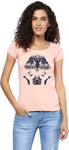 Yepme Graphic Print Women's Scoop Neck Pink T-Shirt