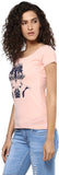 Yepme Graphic Print Women's Scoop Neck Pink T-Shirt