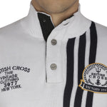 British Cross Striped Round Neck Casual Men's Sweater