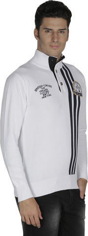 British Cross Striped Round Neck Casual Men's Sweater