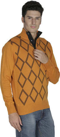 British Cross Argyle Round Neck Casual Men's Sweater