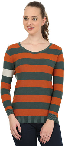 United Colors of Benetton Striped Round Neck Casual Women's Sweater