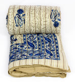 Rama Floral Single Quilts & Comforters Blue-Beige