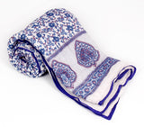 Rama Floral Single Quilts & Comforters Blue