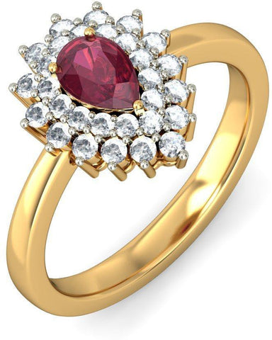 BlueStone The Suneha Yellow Gold Diamond, Ruby 14 K Ring