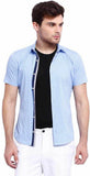 Livastar Men's Solid Casual Blue Shirt
