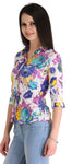 ZAIRE Casual 3/4 Sleeve Floral Print Women's Top