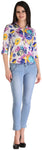 ZAIRE Casual 3/4 Sleeve Floral Print Women's Top