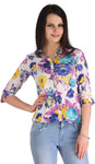 ZAIRE Casual 3/4 Sleeve Floral Print Women's Top