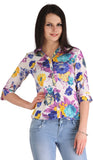 ZAIRE Casual 3/4 Sleeve Floral Print Women's Top