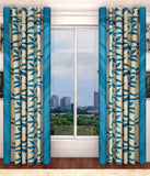 Home Fashion Gallery Polyester Light Blue Floral Eyelet Door Curtain