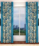 Home Fashion Gallery Polyester Light Blue Floral Eyelet Door Curtain