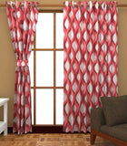Home Fashion Gallery Polyester Red Geometric Eyelet Door Curtain