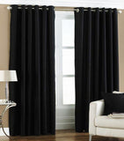 Home Fashion Gallery Polyester Black Plain Eyelet Door Curtain