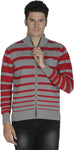 British Cross Striped Round Neck Casual Men's Sweater