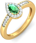 BlueStone The Ziva Yellow Gold Diamond, Emerald 18 K Ring