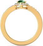 BlueStone The Ziva Yellow Gold Diamond, Emerald 18 K Ring