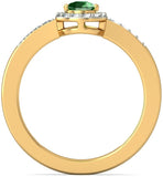 BlueStone The Ziva Yellow Gold Diamond, Emerald 18 K Ring