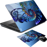 PRINT SHAPES 3D feather wheel Laptop Skin with Mouse pad Combo Set