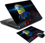 PRINT SHAPES minion superhero Laptop Skin with Mouse pad Combo Set