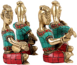 Tatvaarts Tribal Musicians ( Turquoise Stone) Showpiece  -  10.16 cm