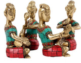 Tatvaarts Tribal Musicians ( Turquoise Stone) Showpiece  -  10.16 cm