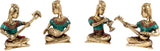 Tatvaarts Tribal Musicians ( Turquoise Stone) Showpiece  -  10.16 cm