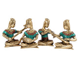 Tatvaarts Tribal Musicians ( Turquoise Stone) Showpiece  -  10.16 cm