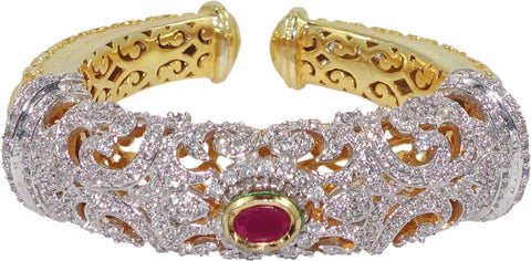 Anjan Brass Cubic Zirconia Yellow Gold Kada
