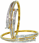 Anjan Brass Cubic Zirconia Yellow Gold Bangle Set