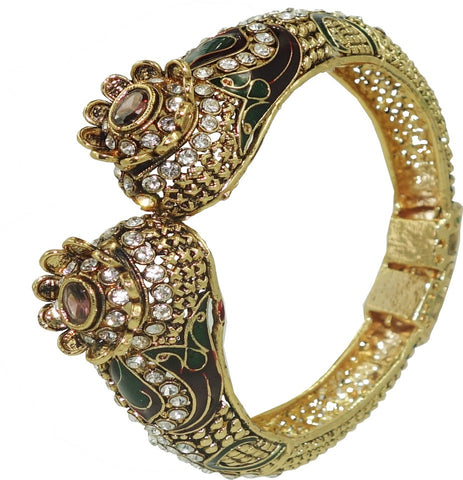 Anjan Brass Cubic Zirconia Yellow Gold Kada