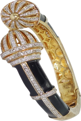 Anjan Brass Cubic Zirconia Yellow Gold Kada