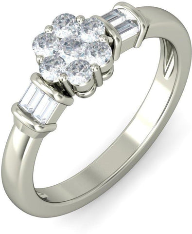 BlueStone The Aru White Gold Diamond 14 K Ring