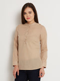 ANASAZI Casual Full Sleeve Striped Women's Top