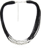 Galz4ever Black & Silver Seed Bead Alloy Necklace