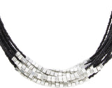 Galz4ever Black & Silver Seed Bead Alloy Necklace