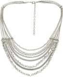 Galz4ever Silver Bead Multi Layer Alloy Necklace