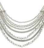 Galz4ever Silver Bead Multi Layer Alloy Necklace