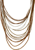 Galz4ever Dark Gold & White Bead Alloy Necklace