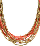 Galz4ever Red Brown Seed Bead Alloy Necklace