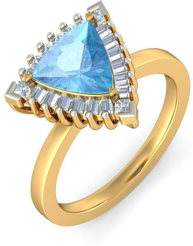 BlueStone The Quentao Yellow Gold Topaz, Diamond 18 K Ring